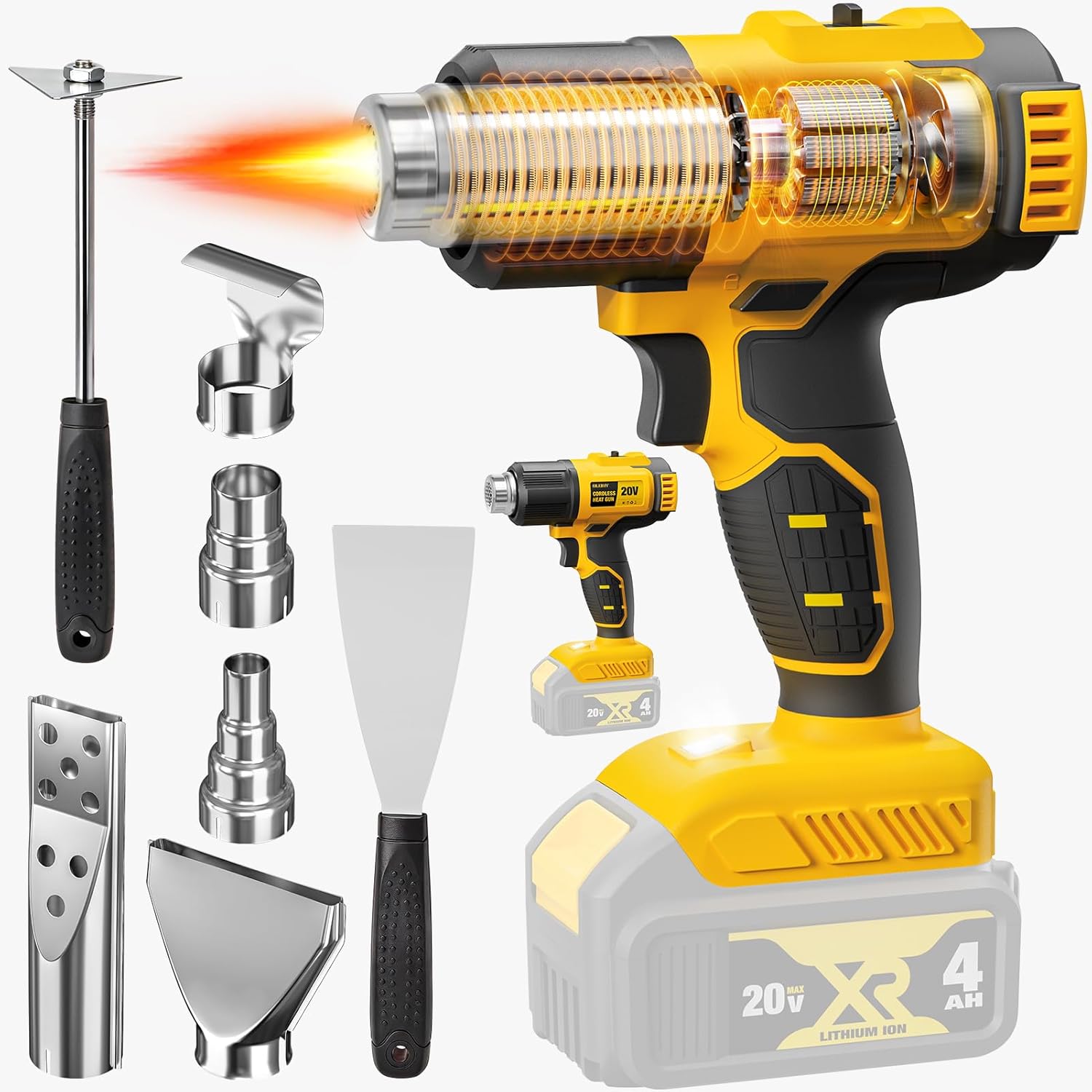 Cordless Heat Gun For Shrink Tubing - 20V 배터리 호환 무선 열풍기, 7개