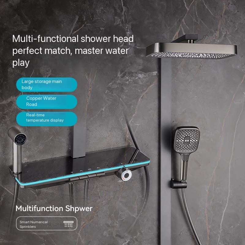 그레이 피아노 버튼 무드등 욕실 샤워 풀세트 디지털 디 - Plumbing 리뷰 및 가격
