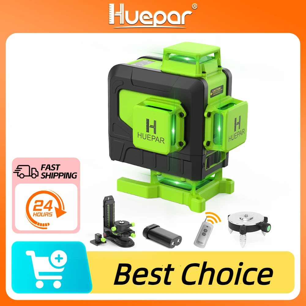 Huepar 4D 레이저 레벨 그린 라인, 수직 및 수 - Laser Level 16 Lines 4D Green 리뷰 및 가격