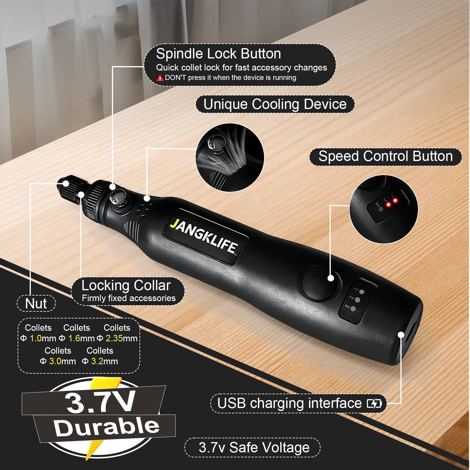 JANGKLIFE USB 무선 로타리 도구 키트 목공  - Cordless Rotary Tool Kit Accessories 리뷰 및 가격