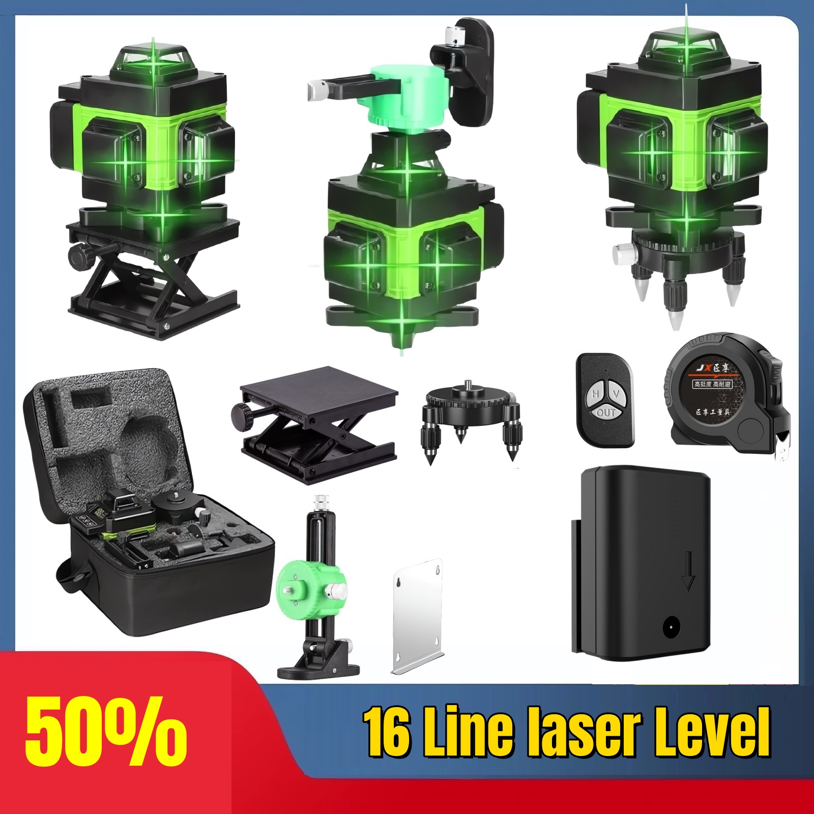 전문가용 셀프 레벨링 수평 및 수직 리모컨 그린 라인  - Laser Level 16 Lines 4D Green 리뷰 및 가격