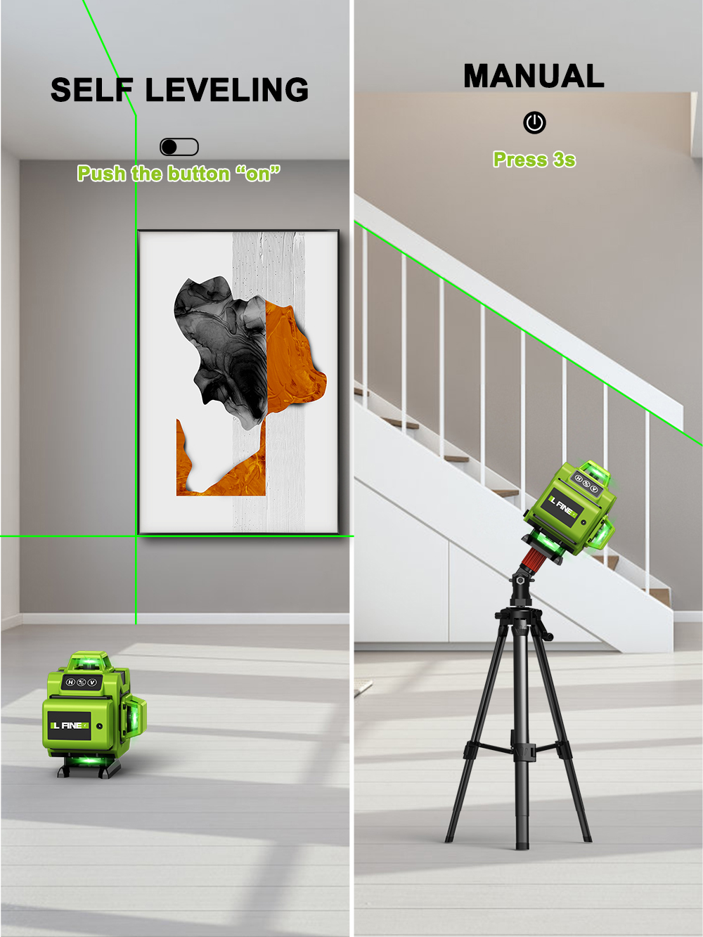 LFINE 4D 360 셀프 레벨링 레이저 레벨, 수평 - Laser Level 16 Lines 4D Green 리뷰 및 가격