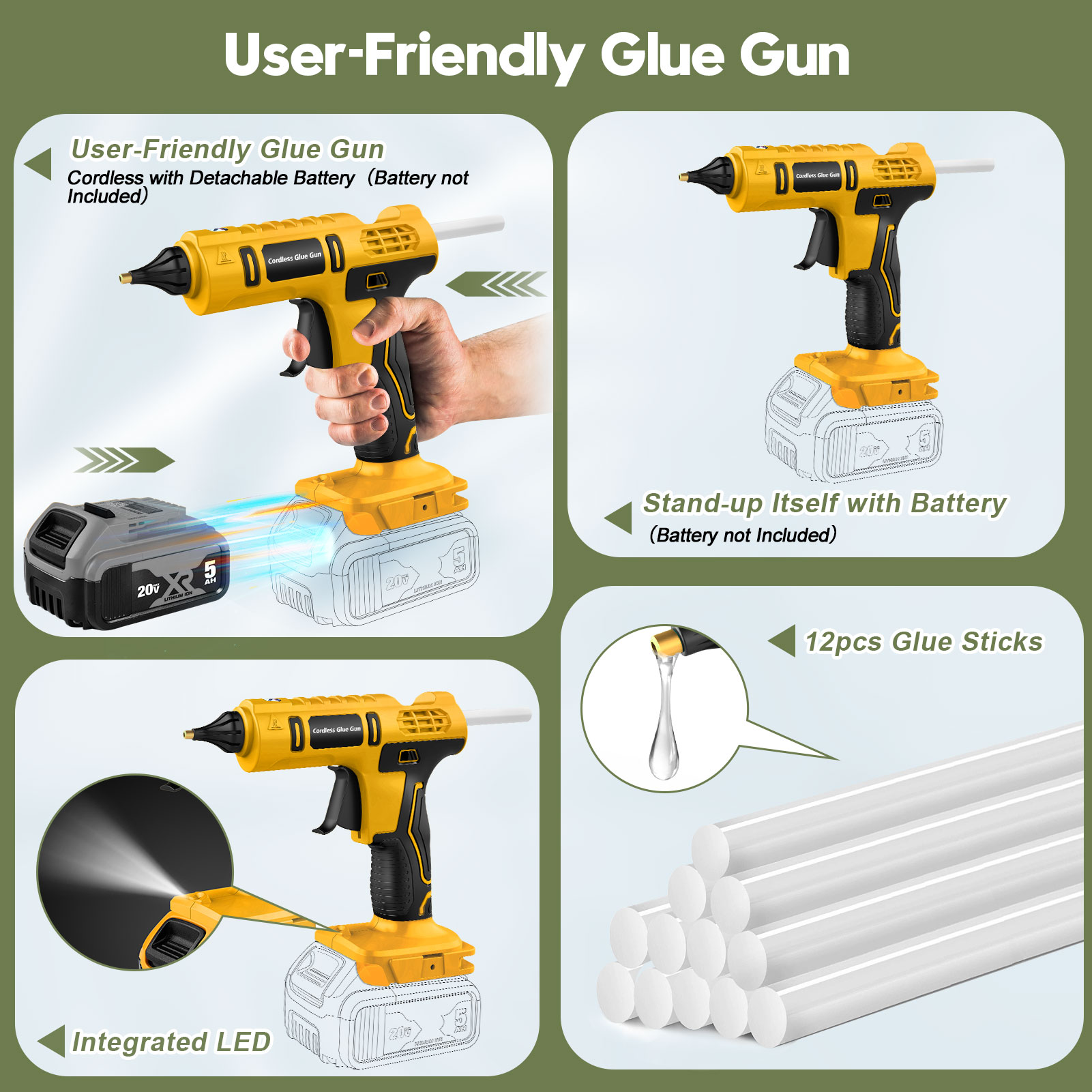 디월트 20V 배터리용 100W 무선 핫 글루건 (배터 - Hot Melt Glue Gun Cordless 리뷰 및 가격